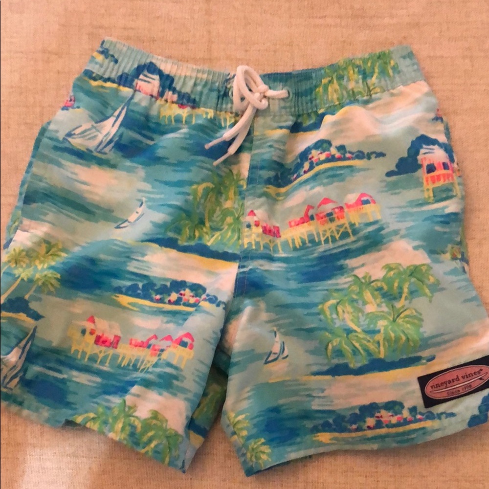 Vineyard Vines Kids Swim Trunks - Blue and Green